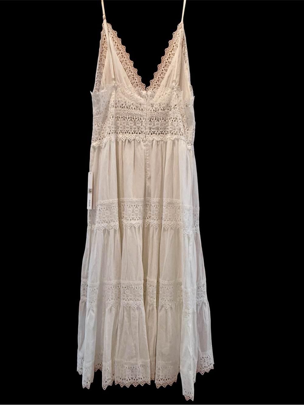 Aqua by Bloomie's Pretty White Maxi Sundress w/Spaghetti Straps & Lace Detail